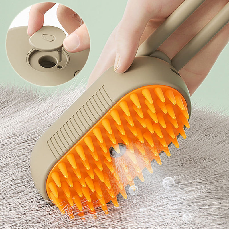 3-in-1 Elektrische Dampfbürste für Katzen & Hunde – Bürsten, Entwirren & Massieren