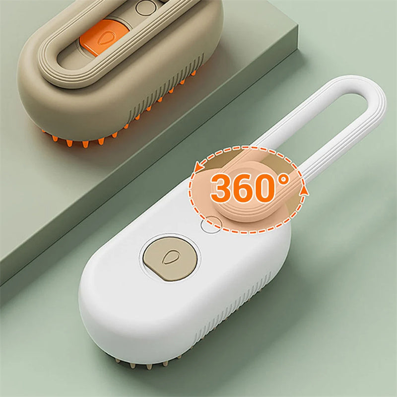 3-in-1 Elektrische Dampfbürste für Katzen & Hunde – Bürsten, Entwirren & Massieren