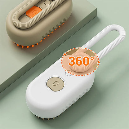 3-in-1 Elektrische Dampfbürste für Katzen & Hunde – Bürsten, Entwirren & Massieren